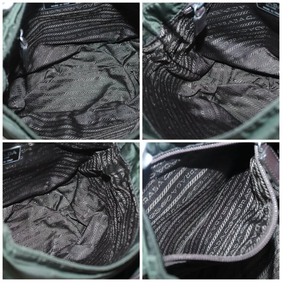 PRADA Shoulder Bag Nylon Khaki Silver Auth - Picture 15 of 16